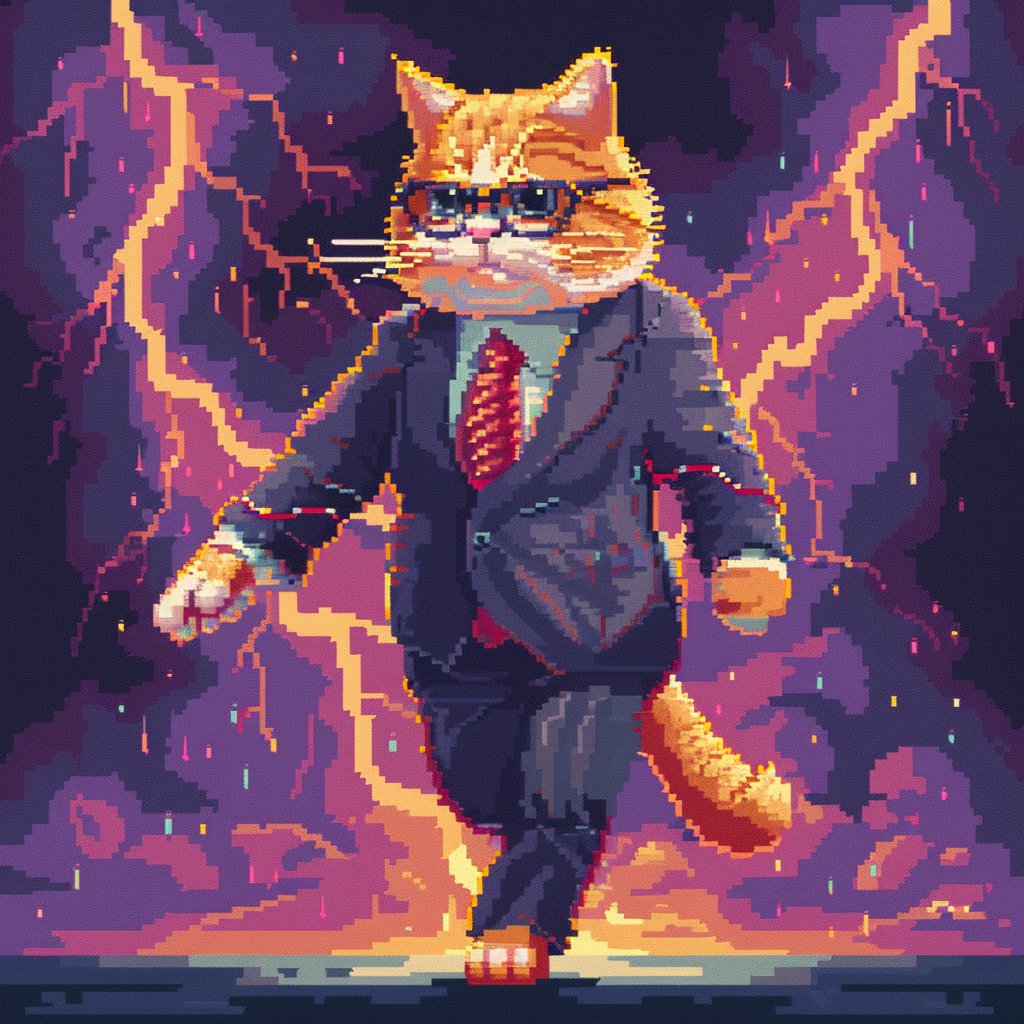 Layoff Cat emerges from the lightning, striking and fierce! 🐱⚡
A true thunderbolt of a feline, lighting up the scene! 🌩️✨