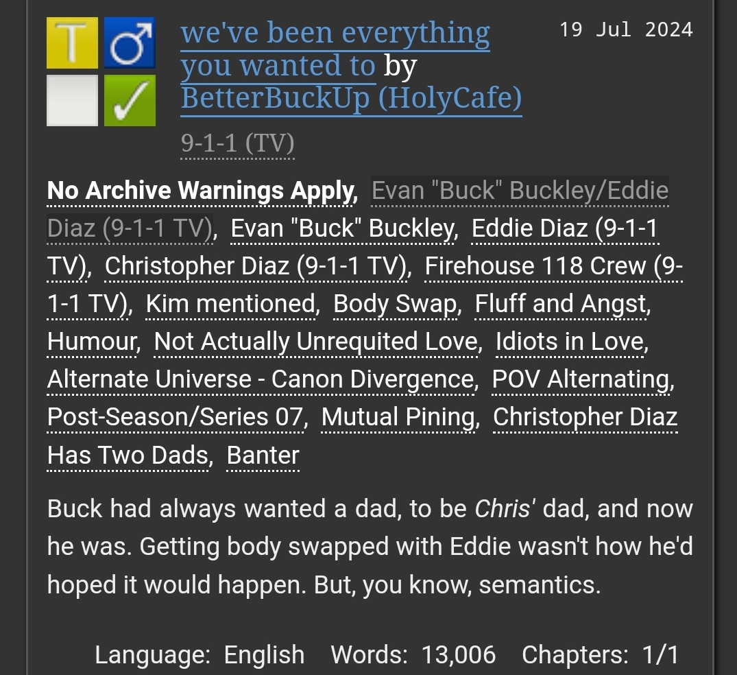 roundhouserobin's tweet photo. prompt fill for @lexorcised &amp; @911Actions
 based on the prompt of “buddie freaky friday/body swap au”
one shot | 13k | Teen

 https://t.co/JoBJhmvlTb https://t.co/qMXAK6mL3z