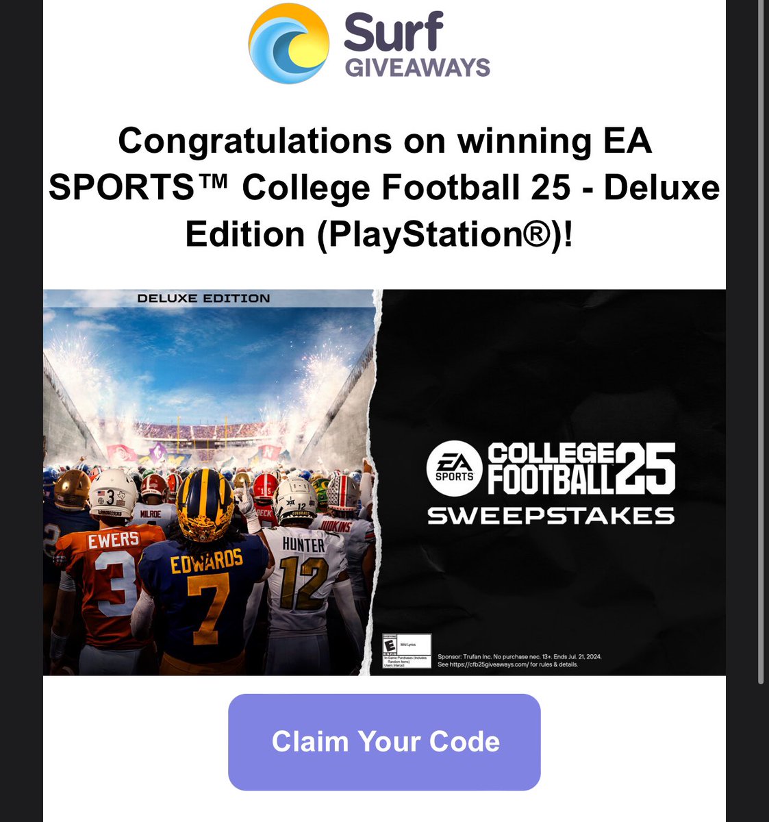 <a href="/surfgiveaways/">Surf Giveaways</a> <a href="/EASPORTSCollege/">EASPORTSCollege</a> LETS GO! Thanks for the giveaway!