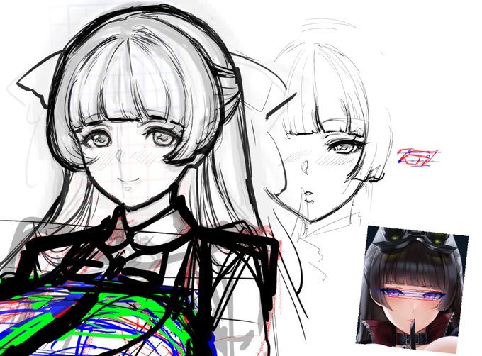 シラユリの、スキンによってタレ目にもツリ目にも見える不思議な感じを目元の微妙な表情変化で再現できないかな、という実験もしています。CG集は差分で遊べるのが楽しいですね。 