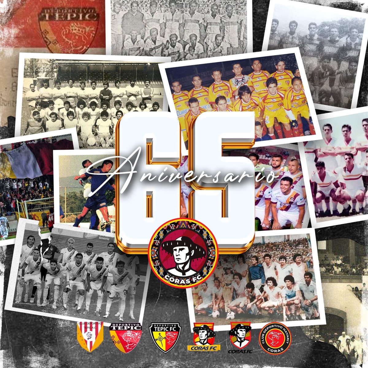 Coras_FC's tweet photo. Hoy, en el 65º aniversario del equipo del pueblo, la Tribu, el Deportivo Tepic, los Coras, recordamos con nostalgia cada momento y cada gol que nos unió como familia.

Aunque los caminos cambien, el espíritu y la pasión de la tribu siempre vivirán en nuestros corazones. https://t.co/7T17IlNIYn