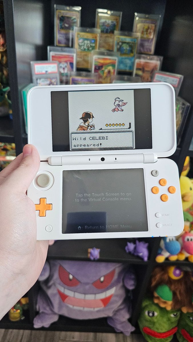 Shiny Celebi in Pokemon Crystal after only 3896 resets! So happy to finally have this one.

This Orange and White 2DS XL has been COOKING!

#ShinyPokemon #POKEMON