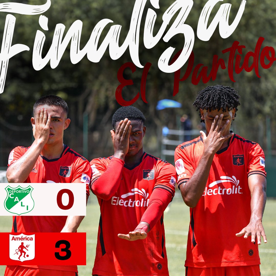 AmericadeCaliCF's tweet photo. 😉 La grandeza se lleva en la sangre. 👹🇦🇹

Nuestra categoría Sub-20 se impuso 3-0 ante Deportivo Cali por la fecha 15 de la Supercopa Juvenil. 🏆❤️‍🔥 https://t.co/RoFZqLLDBi
