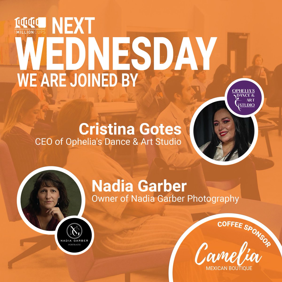 Join our #community of entrepreneurs! ☕🤝

NEXT WEDNESDAY: Cristina Gotes (Ophelia's Dance &amp; Art) and Nadia Garber (Photography) share their journeys! 📷

Thanks to our coffee sponsor, Yliana Guzman of Camelia Mexican Boutique! ☕

Every #WEDNESDAY at 9 AM at the <a href="/ebridgecenter/">eBridge Center</a>