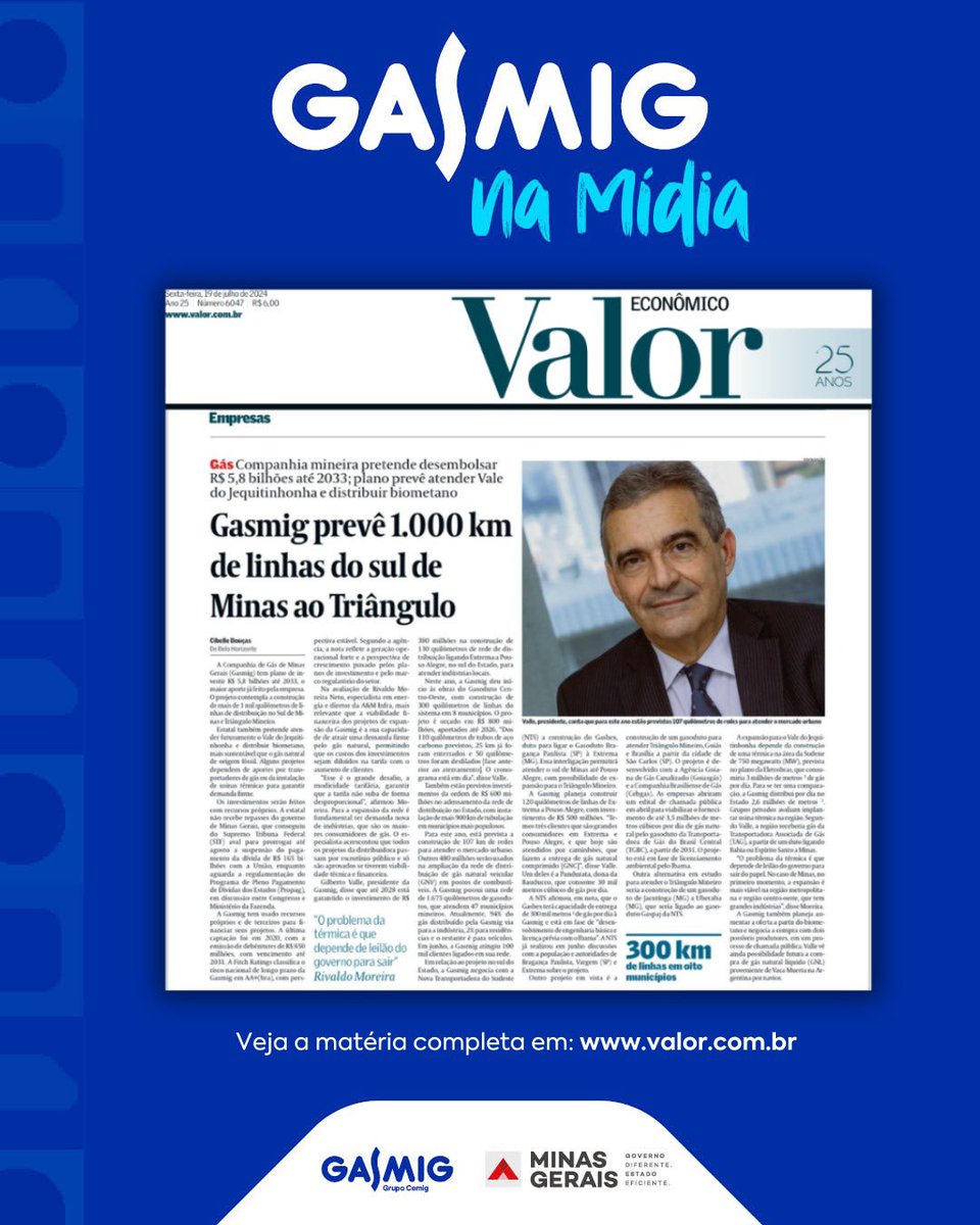 Gasmig (@gasmigoficial) on Twitter photo Nossos investimento e nossa expansão são notícia em todo o Brasil.
Até 2033, vamos investir R$5,8 bilhões e construir centenas de quilômetros em gasodutos.
Somos referência quando se fala em Gás Natural.
Créditos: <a href="/valoreconomico/">Valor Econômico</a>
#ValorEconômico #MinasGerais Nossos investimento e nossa expansão são notícia em todo o Brasil.
Até 2033, vamos investir R$5,8 bilhões e construir centenas de quilômetros em gasodutos.
Somos referência quando se fala em Gás Natural.
Créditos: <a href="/valoreconomico/">Valor Econômico</a>
#ValorEconômico #MinasGerais