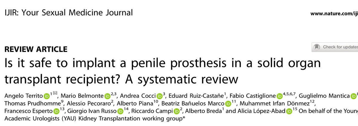 EAU-YAU-Kidney Transplant Working Group (@yau_transplant) on Twitter photo What about surgical treatment for erectile dysfunction in solid organ transplant recipients? Is it an option? Find out in our new systematic review <a href="/yoursexmedjour/">IJIR: Your Sexual Medicine Journal</a> What about surgical treatment for erectile dysfunction in solid organ transplant recipients? Is it an option? Find out in our new systematic review <a href="/yoursexmedjour/">IJIR: Your Sexual Medicine Journal</a>