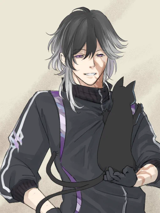 「実休と猫又」  笑った瞬間に「あ! 長船だ!」とわかると嬉しいなあって妄想  連隊戦、実休さんまでお迎えできましたので一応の目標達成です