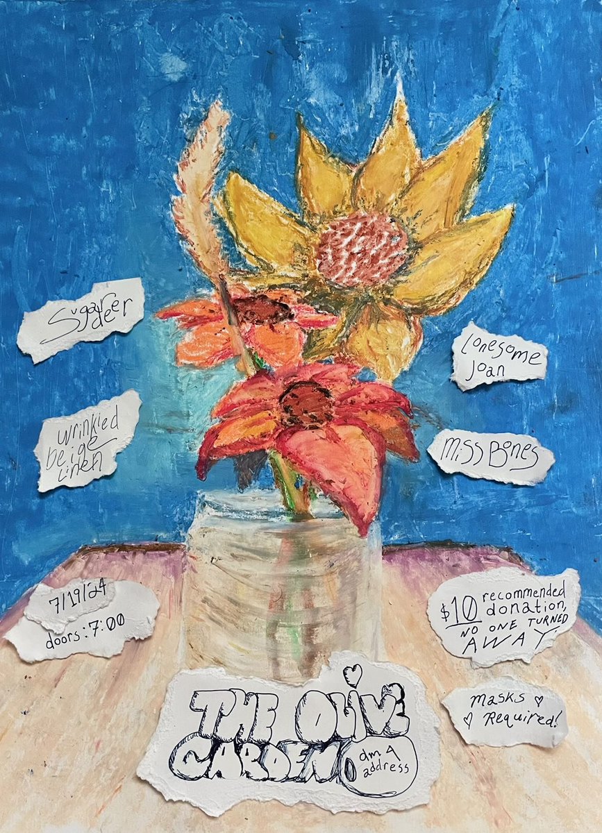 did you know that if you're in cleveland you could go to an extremely cool house show tonight and see me, sugardeer, wrinkled beige linen, AND miss bones, on the last night of my first big long tour?

talk to me if you want an address