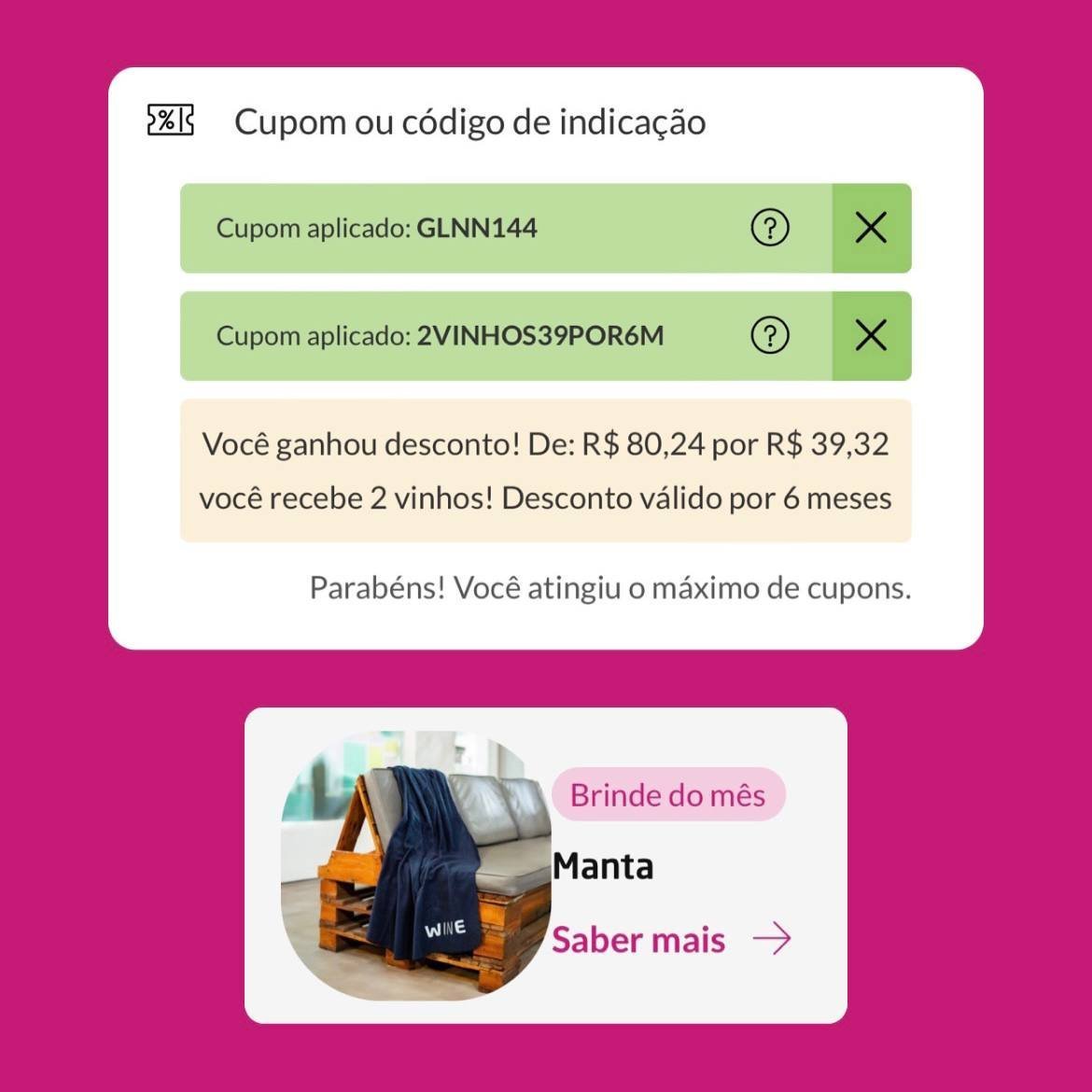 perryofme's tweet photo. galera, voltou o desconto na wine 🗣️ por tempo limitado!!

2 vinhos por R$ 39,32 + cashback + brinde 🍷🔥

desconto válido por 6 meses! cancele quando quiser

🎟️ código GLNN144 + cupom 2VINHOS39POR6M

vinhos tintos, brancos ou versáteis

aproveite aqui ⤵️
https://t.co/B1POoY4iwG https://t.co/LBD9sGBsrq