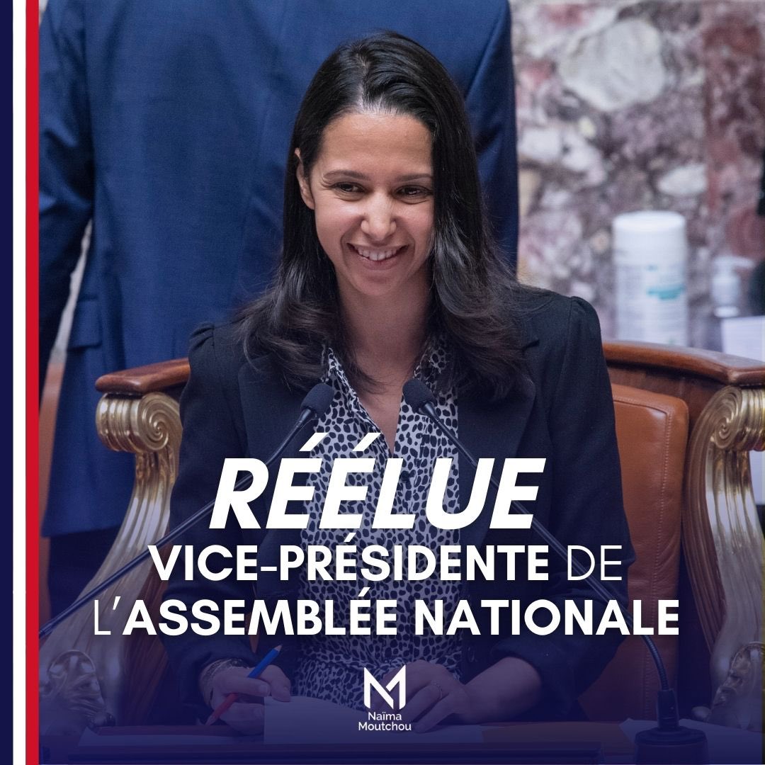 Naïma Moutchou (@naimamoutchou) on Twitter photo 🏛️ Réélue Vice-présidente de l’<a href="/AssembleeNat/">Assemblée nationale</a> dès le premier tour et avec le plus grand nombre de voix ! 🏛️ Réélue Vice-présidente de l’<a href="/AssembleeNat/">Assemblée nationale</a> dès le premier tour et avec le plus grand nombre de voix !