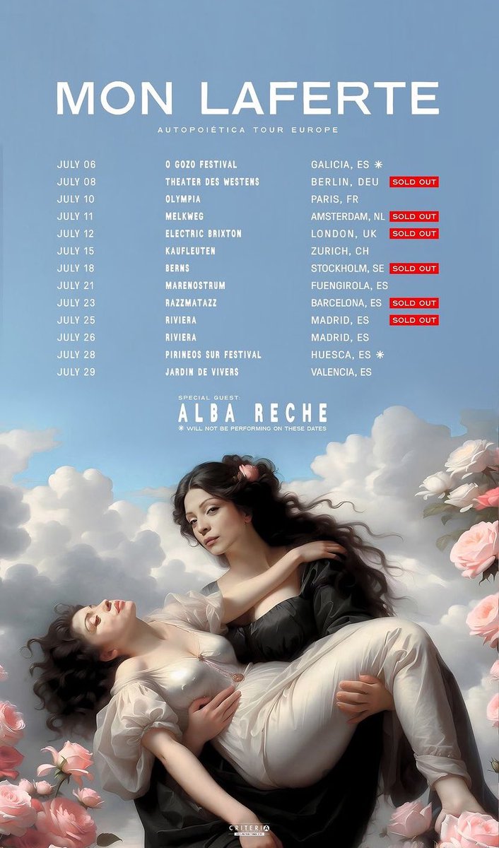 ¡Finalmente Alba estará como telonera de <a href="/monlaferte/">Mon Laferte</a> en los conciertos del #AutopoieticaTourEuropa en Madrid! 🥹🥹💖💖

•🎫 monlaferte.komi.io/?fbclid=PAZXh0…