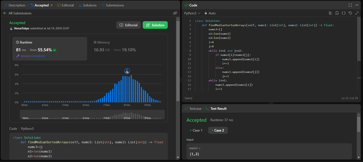 QuiteIronical's tweet photo. Day 9 of #100DaysOfCode 
Only Solved one problem today
4. Median of two sorted arrays
had been stuck on it from yesterday.
Day wasn't much productive
#Coding #DSA #leecode #keepmemotivated https://t.co/AgE9YgC4Qm