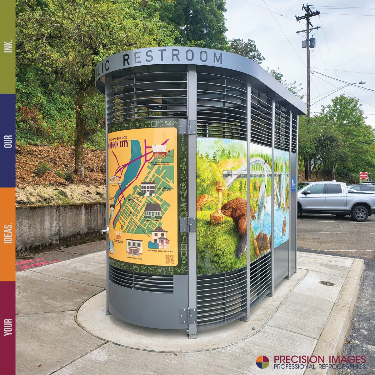 PrecisionImages's tweet image. The Oregon City Loo vinyl wrap demonstrates exceptional effort and execution, elevating a standard vinyl wrap to something extraordinary. Send your artwork, and we’ll handle the rest! 503-274-2030 or CSR@PrecisionImages.com

#PrecisionImages
#YourIdeasOurInk
#VinylWrap