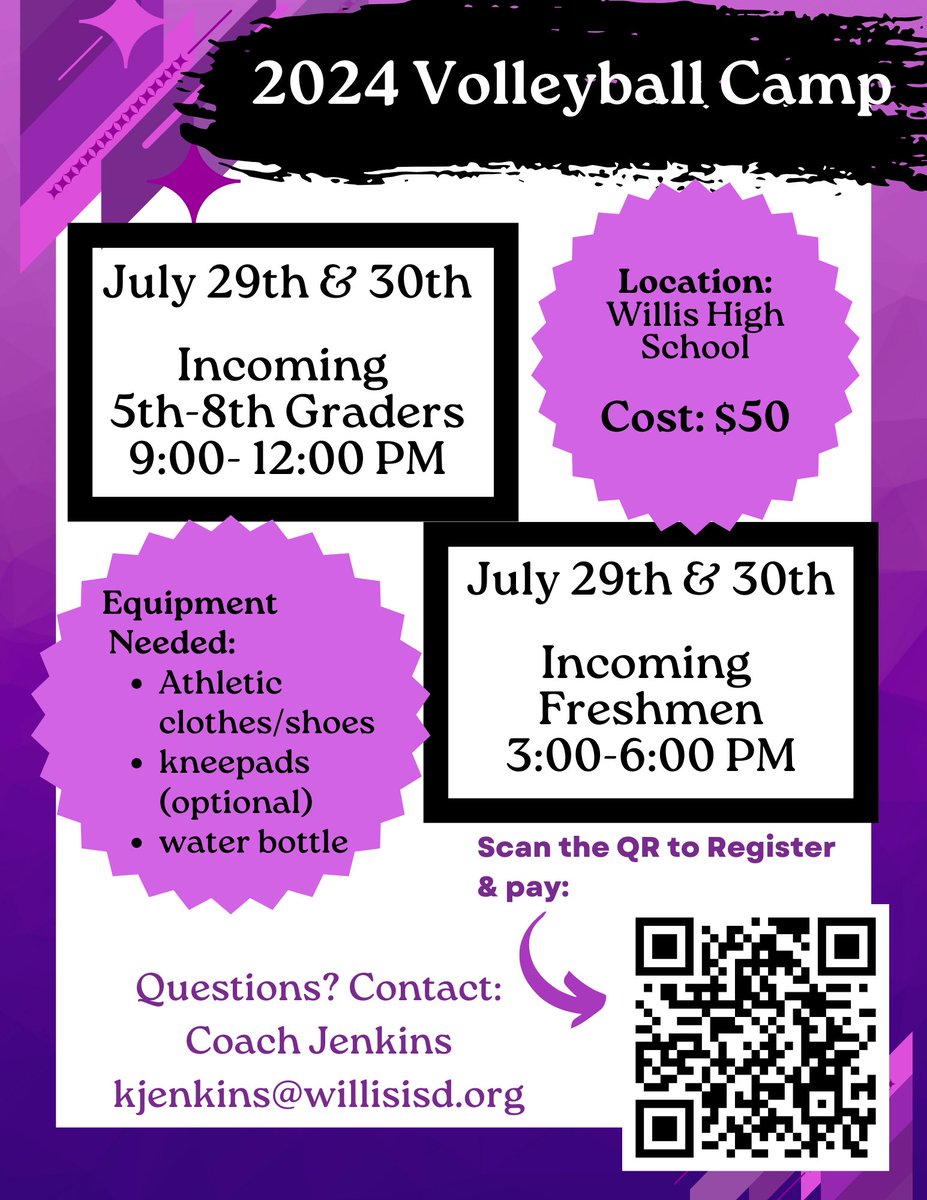2024 Volleyball Camp for all incoming 5-9th graders!! Sign up today!!