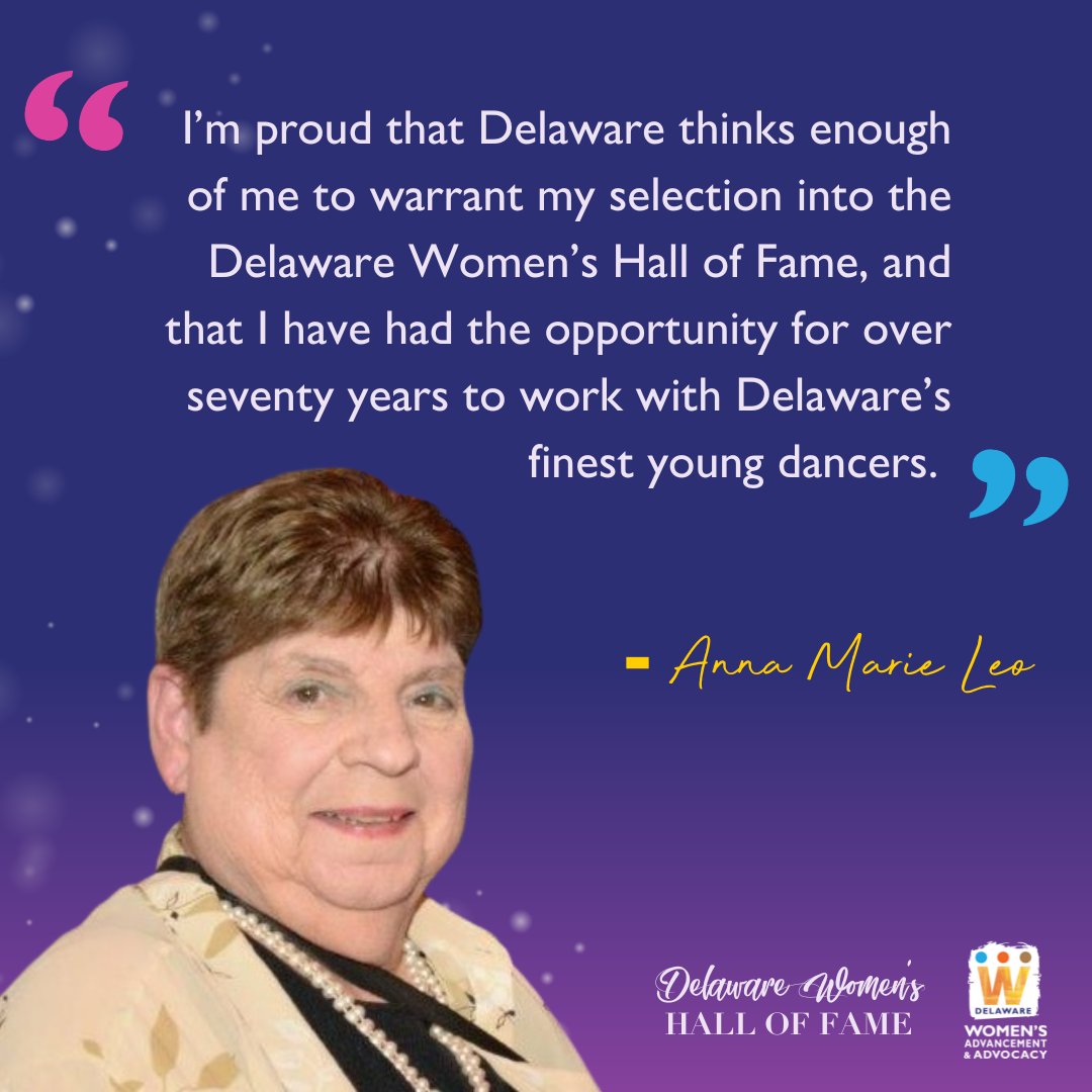 Today, we're celebrating new Hall of Fame inductee Anna Marie Leo! Discover what this honor means to her in her own words and learn more at the link below. 

delawarelive.com/delaware-women…

 #DelawareWomensHOF #InspiringWomen #Congratulations