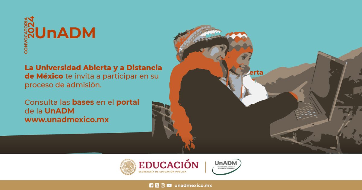 UnADM_Mx's tweet photo. ¡Te invitamos a formar parte de nuestra casa de estudios! Participa en la #ConvocatoriaUnADM2024 🤳🧑‍💻 

Fase 1 - Registro 
Del 29 de julio al 11 de agosto

Consulta las bases : https://t.co/9sTpWyO27L

#OrgulloycorazónUnADM 💚 https://t.co/S6YYPNobaY