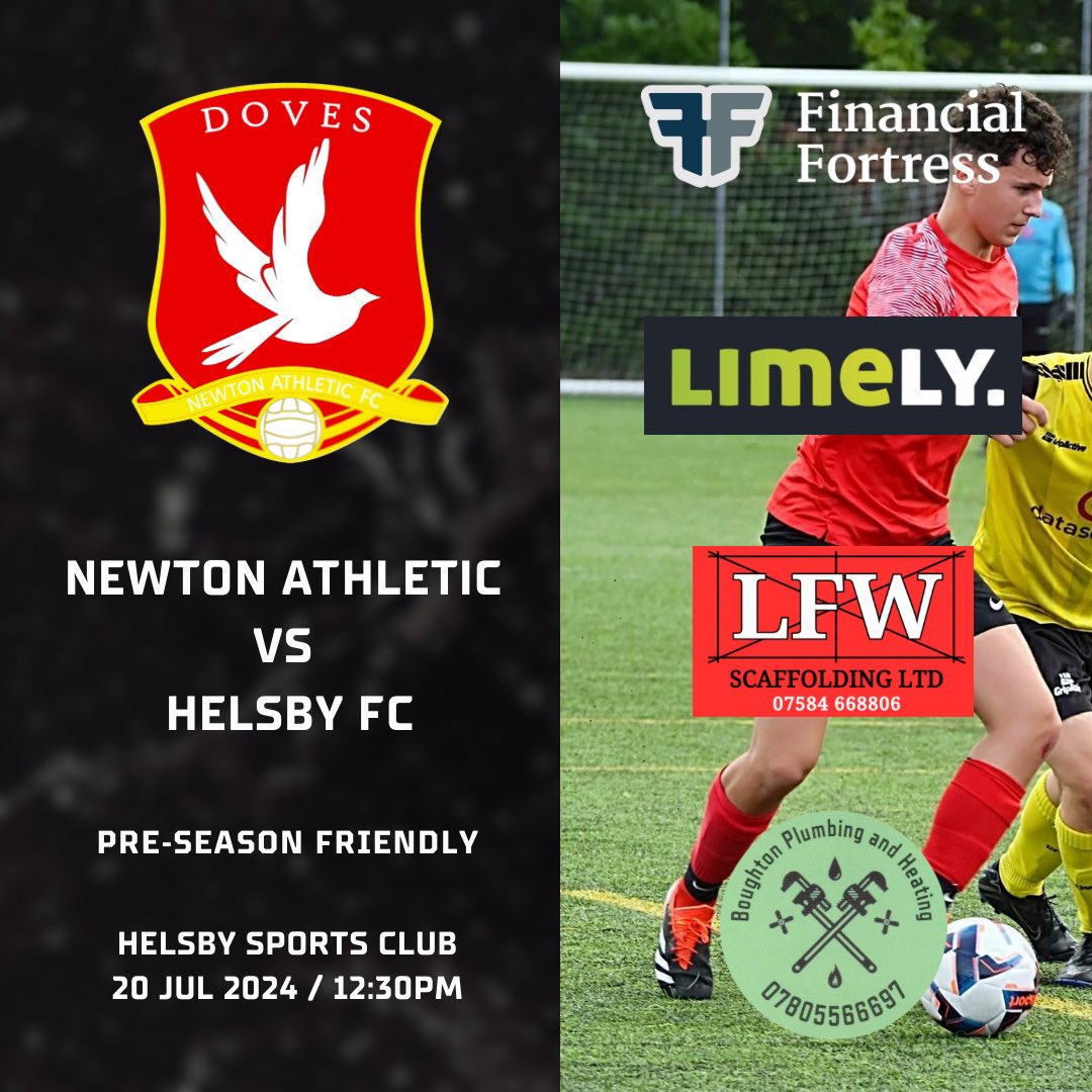 Newton Athletic (@newtonath_doves) on Twitter photo FIXTURE |
We travel to old friends/foes <a href="/HelsbyFC/">Helsby Football Club</a> tomorrow for our third friendly of pre-season.
#doves <a href="/CheshireFL/">Cheshire Football League ⚽️</a> FIXTURE |
We travel to old friends/foes <a href="/HelsbyFC/">Helsby Football Club</a> tomorrow for our third friendly of pre-season.
#doves <a href="/CheshireFL/">Cheshire Football League ⚽️</a>