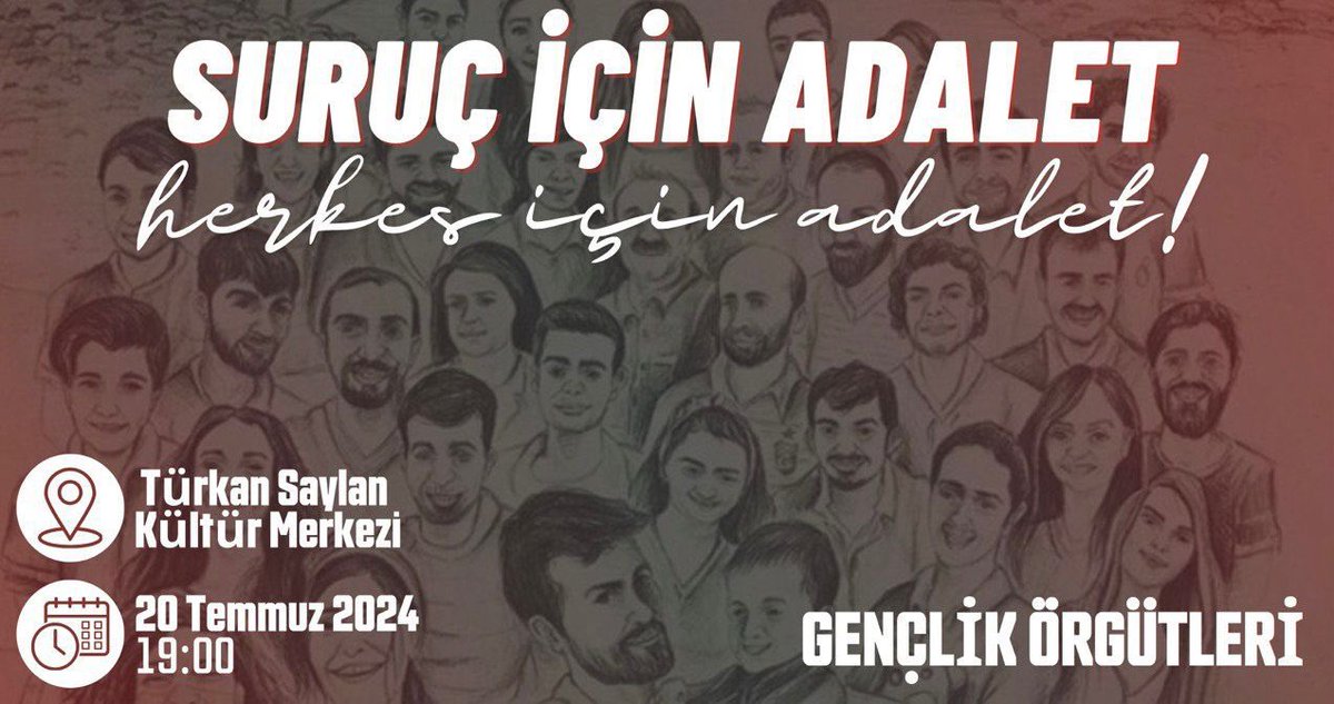 Suruç İçin Adalet!
Herkes İçin Adalet!

#Suruç9Yıl