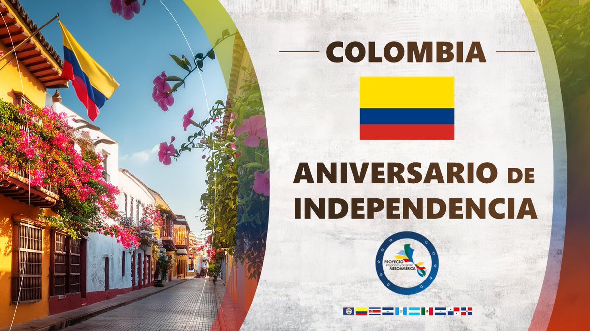 P_Mesoamerica's tweet photo. 🗓️20 de julio |  #DíaDeLaIndependencia de #Colombia 🇨🇴

¡Celebración de 214 años de independencia de Colombia!

¡Felicidades a nuestros hermanos colombianos! 🎊🎉

@CancilleriaCol
@APCColombia https://t.co/JPzkNWVUbC