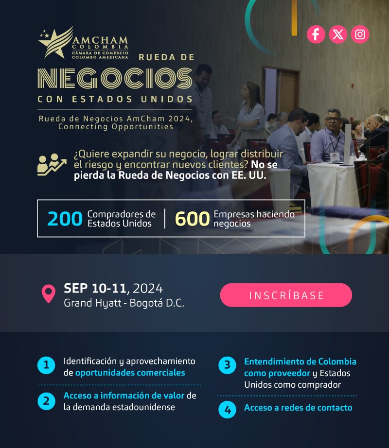 Empresario: ¿Ya se inscribió a nuestra Gran Rueda de #Negocios con EE.UU? En este evento participarán 200 compradores de 🇺🇸, incluidos brokers con contactos directos con <a href="/Costco/">Costco</a>, <a href="/Walmart/">Walmart</a>, <a href="/Walgreens/">Walgreens</a> y distribuidores de más de 15 estados. ¡Inscríbase ya! 👉bit.ly/3VHKvjx