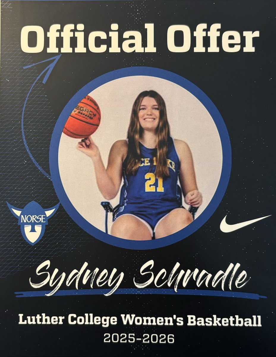 After a great visit and conversations with Coach Bailey and Coach Johnson, I am excited to announce I have received an offer from <a href="/LutherWBB/">Luther College WBB</a>.  Thank you for the opportunity and believing in me! 
Go Norse! ⚫️🔵