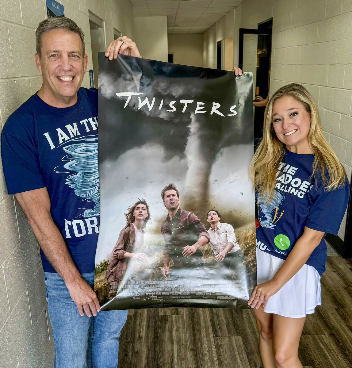 EdPiotrowski's tweet photo. Thanks to my buddy Travis for the awesome @Twistersmovie poster. It will hang front and center in our weather office! The weather team thoroughly enjoyed the movie at Grand 14 at the @MarketCommonMB. Without getting into too much detail (don’t want to give anything away), for the most part it’s meteorologically sound! Enjoy if you go see it!