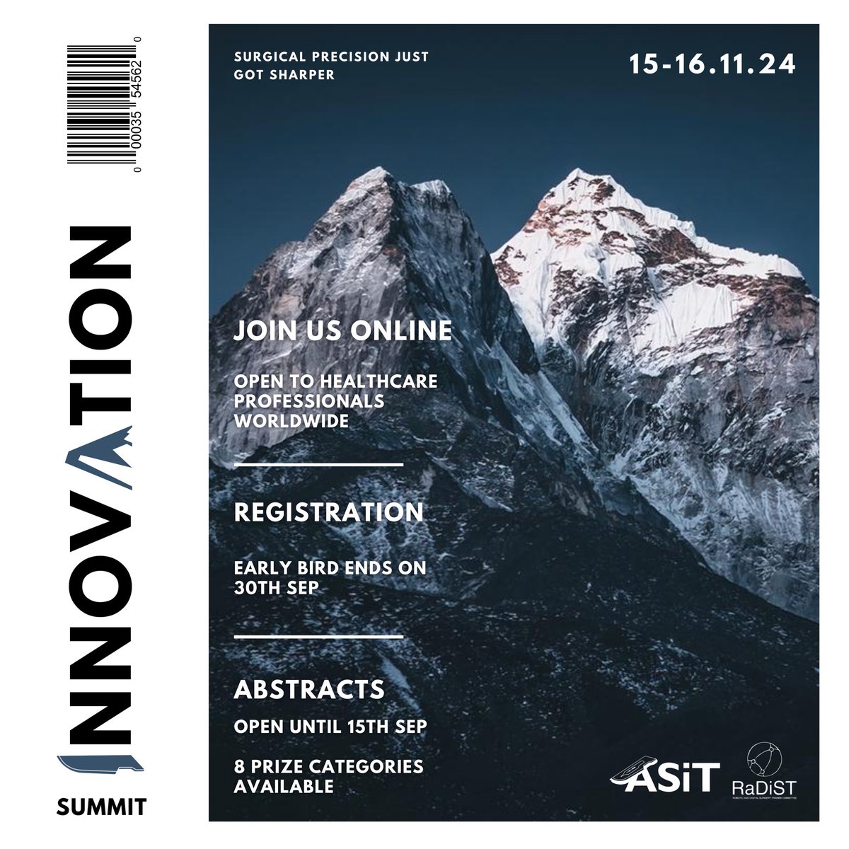 ASiT is proud to be back again this year with our highly-anticipated #Innovation #Summit! 

Reaching greater #heights than ever before, this year’s summit invites delegates #globally to join us on a content-packed weekend made for the surgical innovator 

Abstract submissions are