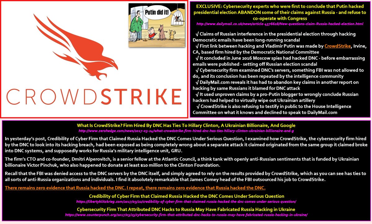 WG_Burton's tweet image. By not having CrowdStrike on any of your computers in the first place: CrowdStrike: @HillaryClinton, @DNC, #SethRich, #AtlanticCouncil, #RussianHack, #Ukraine. @HouseIntel @RepThomasMassie @Jim_Jordan @realDonaldTrump @EricTrump @DonaldJTrumpJr @GOPoversight