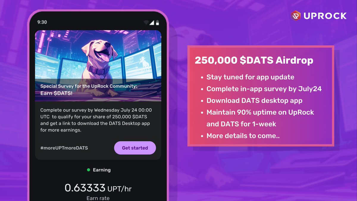 Missed the livestream? No worries! 

We shared some thrilling details about the upcoming 250,000 $DATS Airdrop. 

Check out the slide for all the info 🔳

Big things are on the way UpRockers!. 
Stay engaged and keep an eye out for the next update!

#DATSwhatsUP