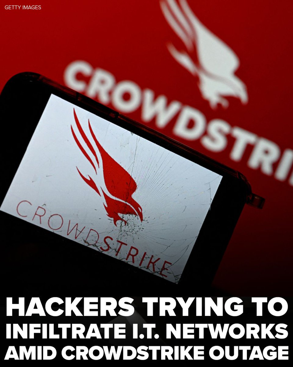 Keep an eye out! Online actors and hackers are already trying to infiltrate corporate and government IT networks by distributing emails with malware disguised as bogus software fixes for the CrowdStrike problem, a source told ABC News. abc7ne.ws/3LwfTLS