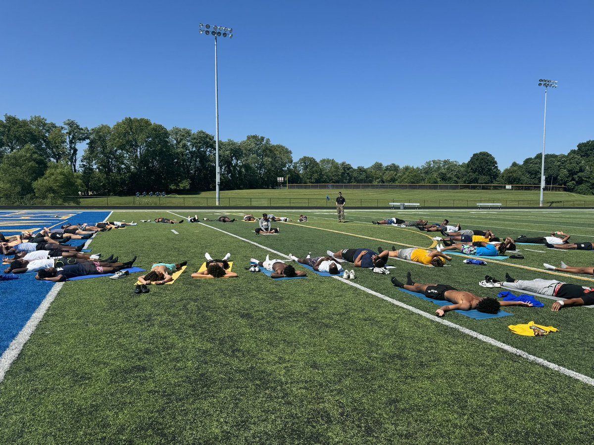 CoachSchon's tweet photo. What a great day to be a knight! Started with a workout from Sergeant Lucas from the Marnies then yoga from Ms.Brandi and finished with a pie to the face for reaching our fundraiser goal @NorthwestAD https://t.co/J8KbSoRHQc