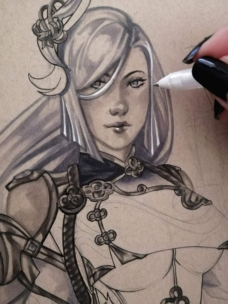 ❄️Finally found inspiration to draw her and I love it- (WIP)    

#原神 #hoyoverse #GenshinImpact #Genshin #copic #Shenhe #申鶴