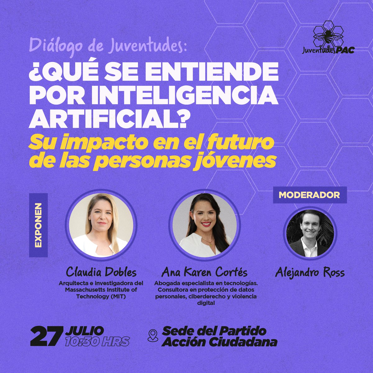 Acompañános al próximo diálogo de Juventudes PAC "¿Qué se entiende por inteligencia artificial? Su impacto en el futuro de las personas jóvenes" con la participación de <a href="/ClaudiaDobles/">Claudia Dobles Camargo</a> y <a href="/anakarenc_v/">Ana Karen Cortés Víquez</a>. Confirmá tu asistencia en el formulario. ¡Te esperamos!

bit.ly/4bWmgCS