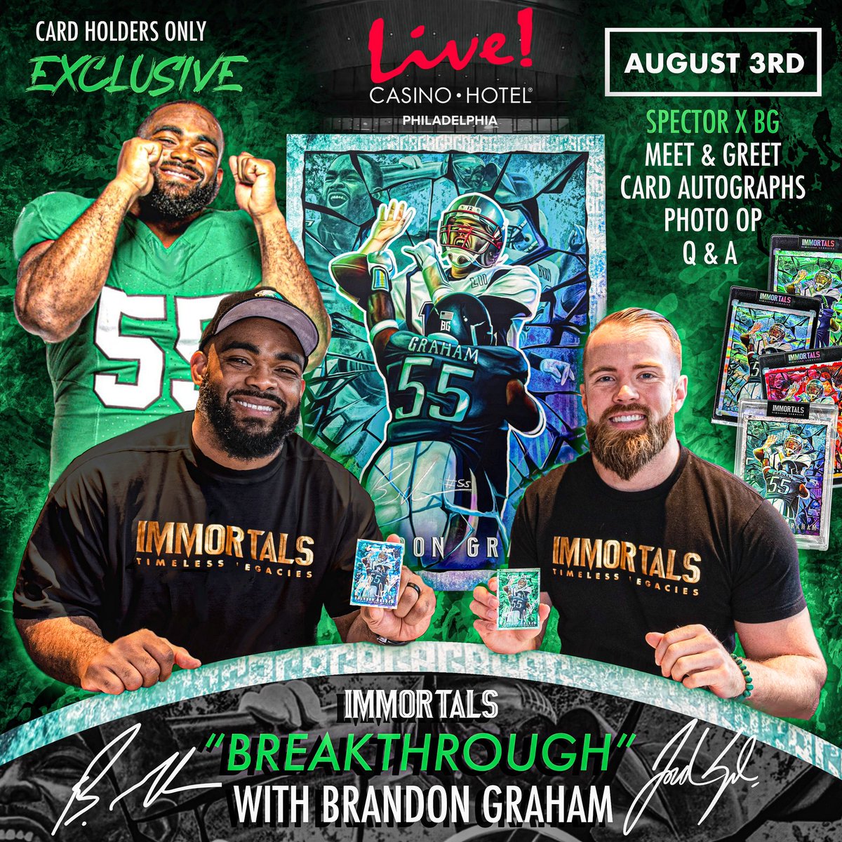 Calling ALL SPECTOR X BG CARD HOLDERS 🗣️ Mark those calendars📍The first ever Immortals™️ Exclusive Event 🔥 Going to be a fun night with <a href="/brandongraham55/">Brandon Graham</a> at <a href="/LiveCasinoPHL/">Live! Casino & Hotel Philadelphia</a> 🫡 Check  those emails and text messages for ticket information 👀 Must show your card at the door 🔐