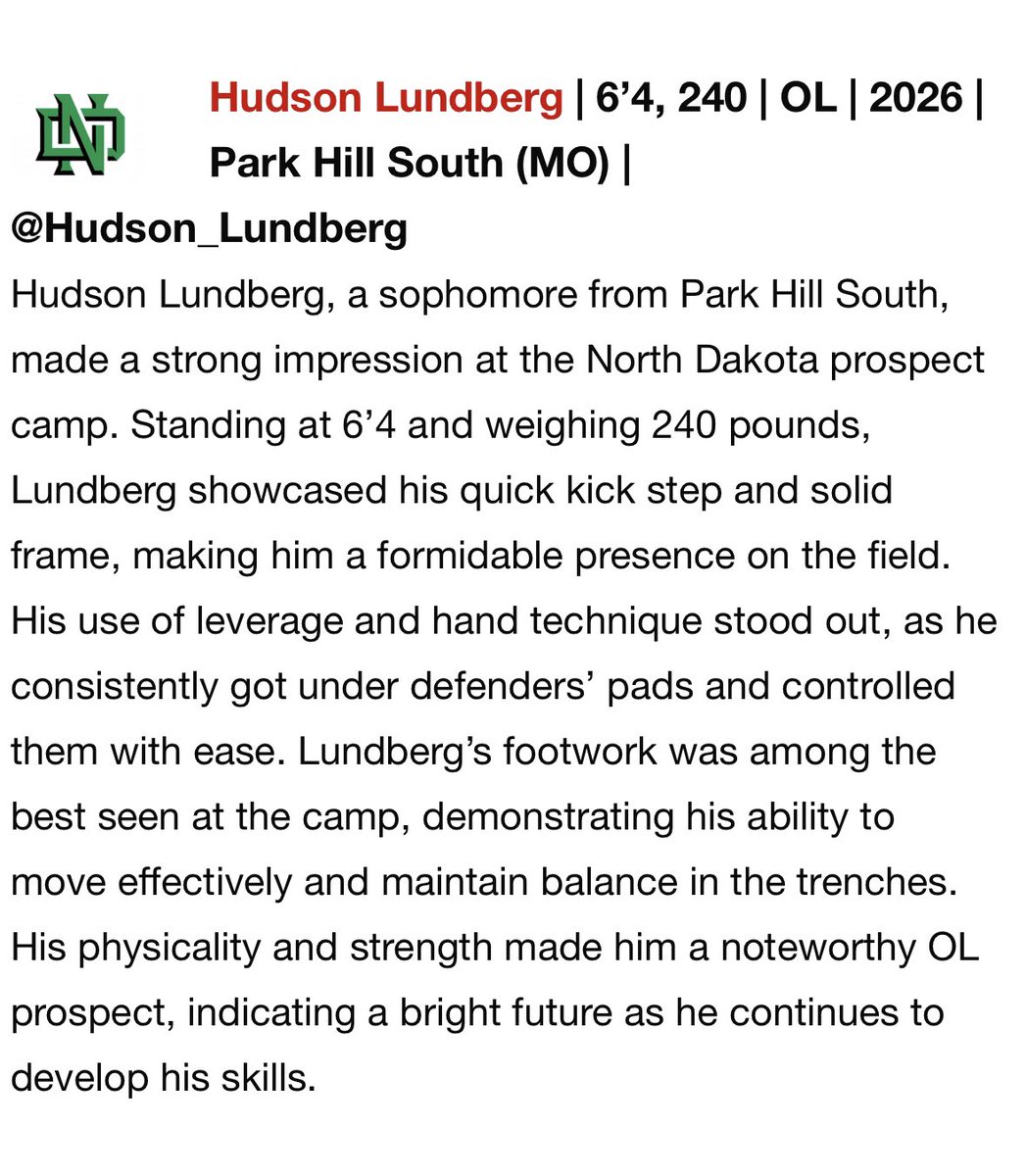 Thank you <a href="/sixstarfootball/">Six Star Football | PLUS+</a> for the write up. Really appreciate the recognition. 

sixstarfootball.com/article/north-…

<a href="/PHSPantherFB/">Park Hill South FB</a> 
<a href="/Coachponcy58/">Justin Poncy</a> 
<a href="/CoachBigReff/">Dustin Reffitt</a> 
<a href="/UNDRecruiting/">UNDRecruiting</a> 
<a href="/6starfootballMO/">Six Star Football | MISSOURI</a> 
<a href="/WOWKCfootball/">WOWKC</a>