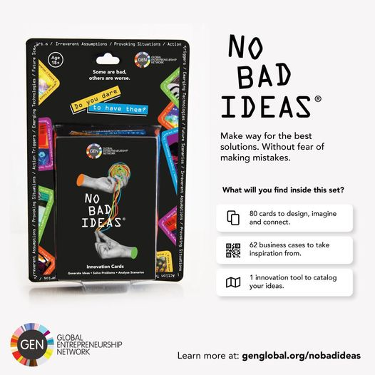 GENParaguay's tweet photo. 🚀 Lanzamiento de ‘No Bad Ideas’ en #GECplusPR: ¡80 cartas para diseñar el futuro! Disponible ahora en GEN Global. #JuegoDeCartas #Creatividad https://t.co/oWJB9M2uew