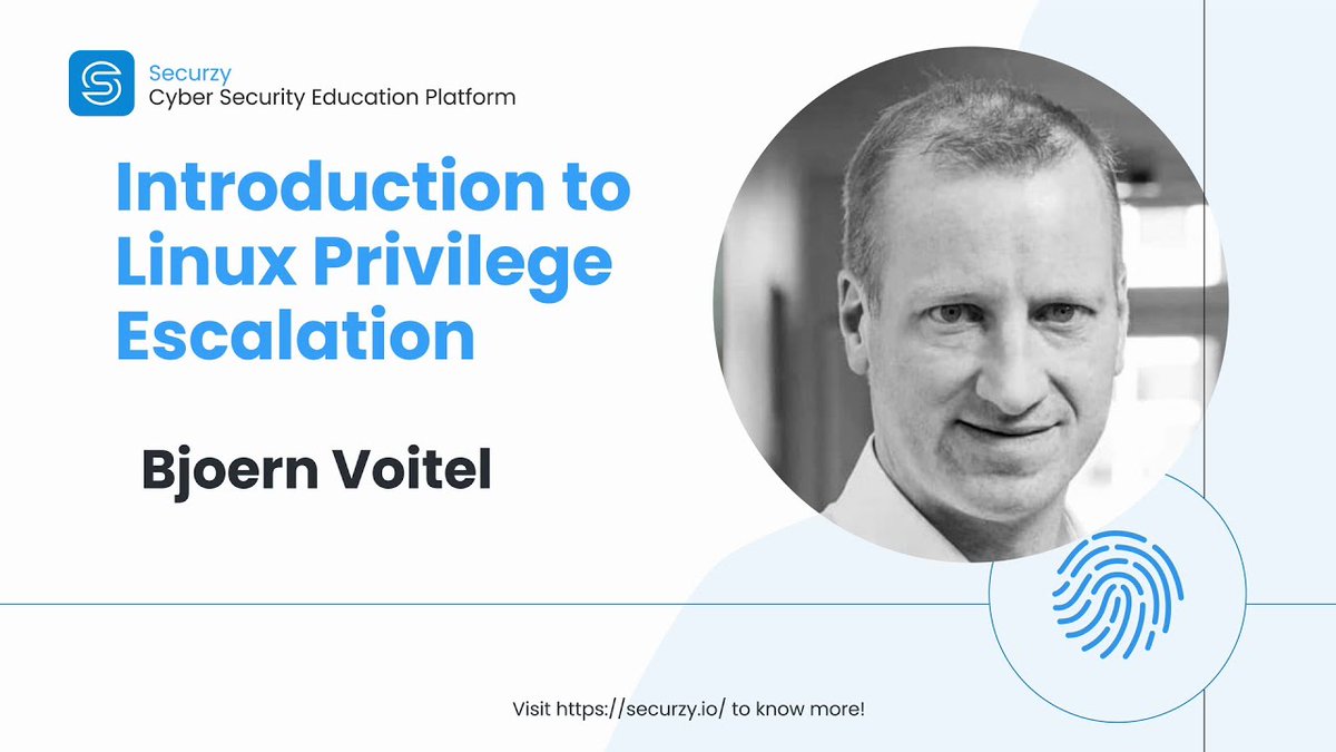 Join Bjoern Voitel in "Introduction to Linux Privilege Escalation" on YouTube. Master basics, practical demos, tips, and expert insights. Elevate your skills! 📺 Watch now ➡️ youtube.com/watch?v=0MDuFT… Full recording ➡️ learn.securzy.io/webinar/introd… #Cybersecurity #Linux #Securzy