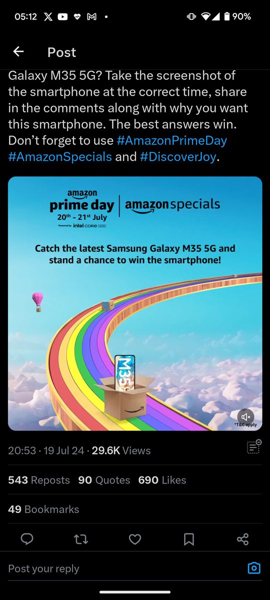 JolanCabral's tweet photo. @amazonIN I want  the Samsung Galaxy M35 for its excellent camera &amp; powerful performance. It fits perfectly with my need to stay connected and capture moments in high quality,making it an ideal choice to enhance both productivity and enjoyment. #AmazonPrimeDay #DiscoverJoy  #AmazonSpecials https://t.co/dmDlmIJi6N