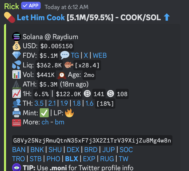 Shred_'s tweet photo. Woke up to see $Cook set a new ATH in Price and Holders. 

I wish I could say it comes as a shock. 

Everyday I sit here spoon feeding you the alpha. 

Let Him Cook is a meme with BILLIONS of views, used by MILLIONS every day. 

75 Days of organic community cooking has built one of the strongest communities you will find in Crypto. 

When each and every holder has had to buy their own $Cook off market it makes for a holder base of chefs who understand what they're holding. 

No dodgy callers hoping to pump their allocation. It's just 1700 holders all working for their bags. 

We are amongst a rare breed of CTO's... CTO's that say they are gonna CTO and actually see it through. 

Study the other CTO's who see it through and you will realise sub 10m is incredibly cheap. 

No matter the price this team and community has unwavering belief in $Cook. 

We all know what we hold. We all work for our bags. 

Craziest part is at the current price of 4.6m we are still 1/8th the price of a Lockin or Aura. Two amazing (and already undervalued) culture coins. 

If you want to: 

-Buy a meme used by MILLIONS every day. 
-Buy a meme that has been non-stop slow cooking for nearly three months. 
-Buy a project ran by an authentic and completely transparent team.
-Buy a project that produces non stop ORIGINAL content. 
- Buy a meme that is 24/7 EVERYDAY working for their bags. 
- Buy a coin that is literally coded to COOK.

@LetHimCookCoin  is the play for you.