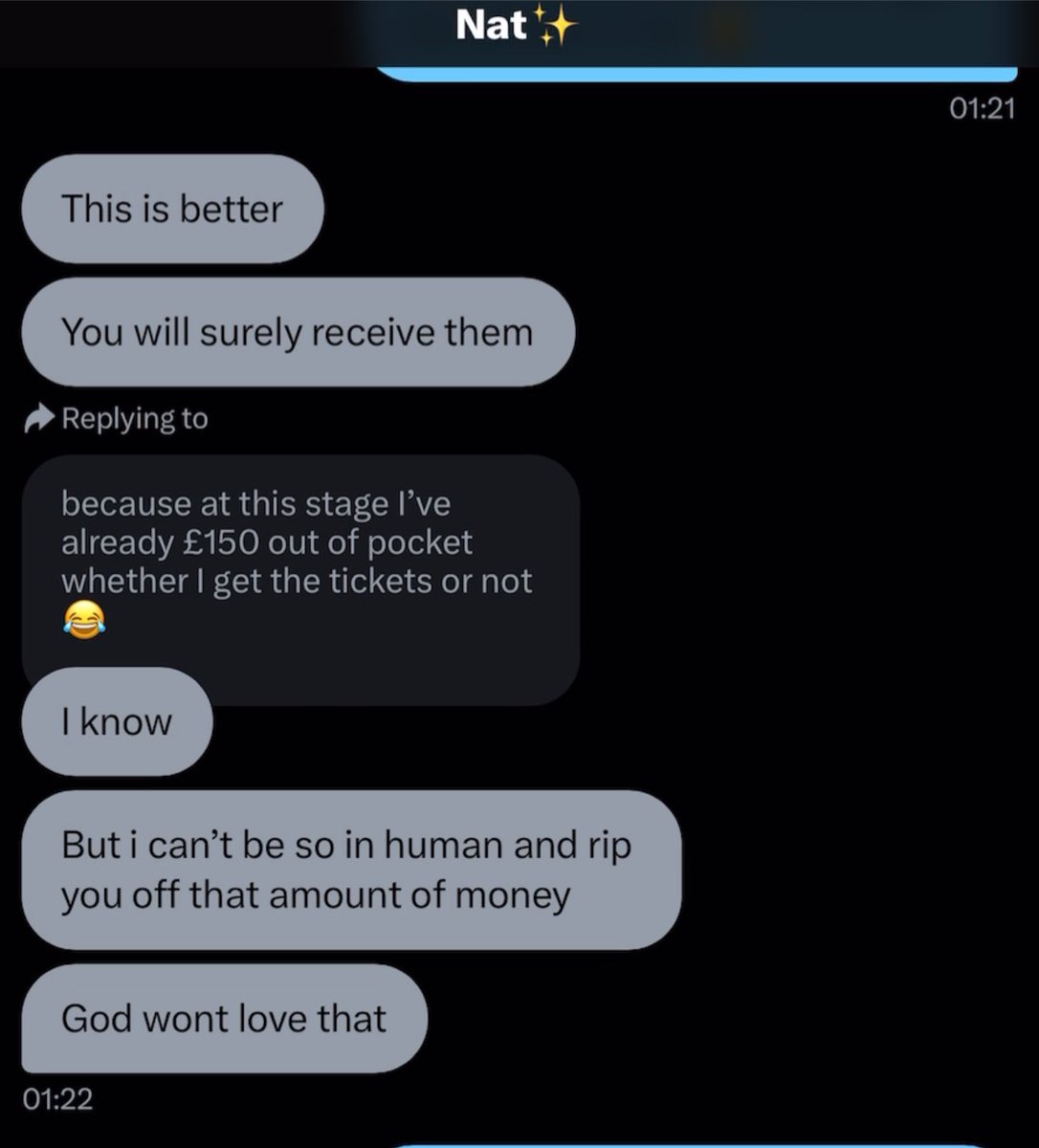 chillwill2496's tweet photo. Scammed by @slaywithnat 🥲 

Who “can’t be so in human” (sic)?

If it's all in my head tell me now
Tell me I've got it wrong somehow 😂 https://t.co/Hq0lMlVUEU