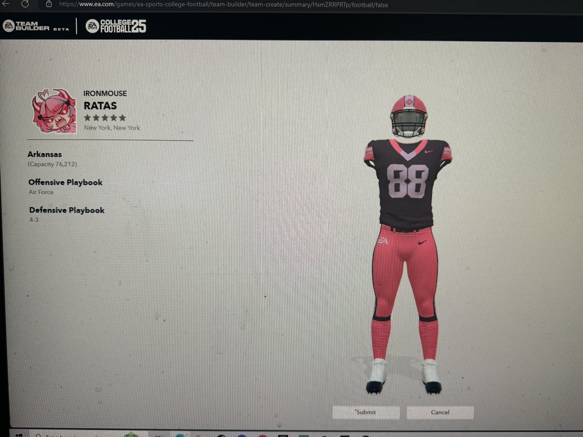 theorytrooper's tweet photo. @ironmouse  I made a college football team https://t.co/9ztgkVSz4x