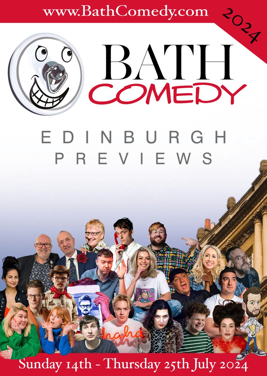 Our mini #Edinburgh #Fringe 2nd week here in #Bath - 11 more previews, in two favourite venues; an eclectic mix of comedy shows - don’t miss out! Advance ticket purchase recommended - helps us and the acts.  bathcomedy.com/whats-on for all details. #comedy #livecomedy #edfringe