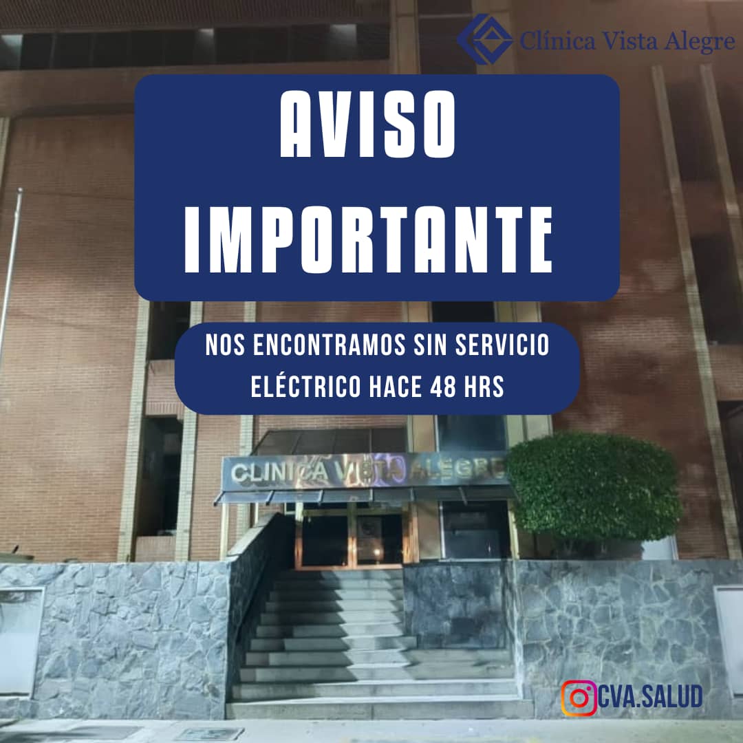 CVASalud's tweet photo. @CVASalud informa a pacientes, proveedores y comunidad en general q nos encontramos sin servicio de electricidad desde hace 48 horas que nos imposibilita atenderlos como nos caracteriza desde hace 64 años, le pedimos a @CorpoelecInfo que nos ayude en la solución de esta falla https://t.co/fHmBbCO7BO