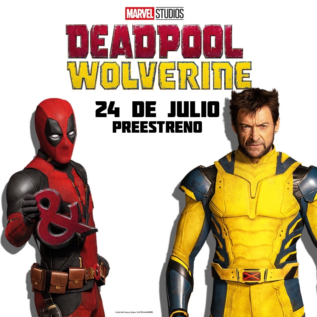 ¡PAREN TODO! 📣

¡TENEMOS PRE-ESTRENO DE #DeadpoolWolverine el próximo miércoles 24 de julio! 😱

¿Y sabes lo mejor? ¡Que la preventa inicia MAÑANA SÁBADO 20 DE JULIO! 😱😱😱

❤️💛 Deadpool &amp; Wolverine (B)
 [Preestreno exclusivo]
🎥 7:15 pm
🎟 Entrada general: $3,⁰⁰