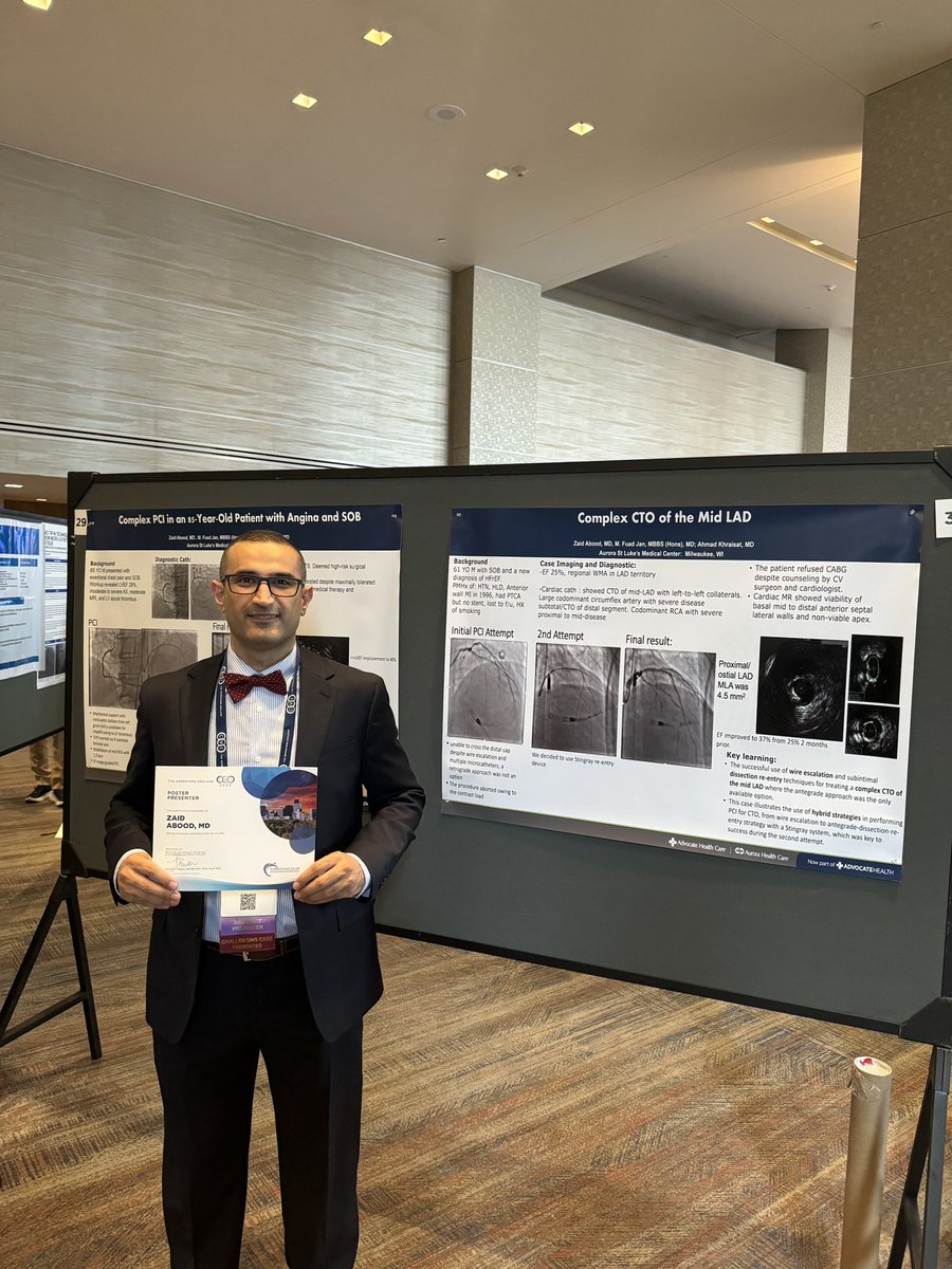 ZAALTai's tweet image. Great experience at #CVI2024, honored to present Aurora St. Luke’s CV program in the poster presentation and oral case competition!
@cvinnovations