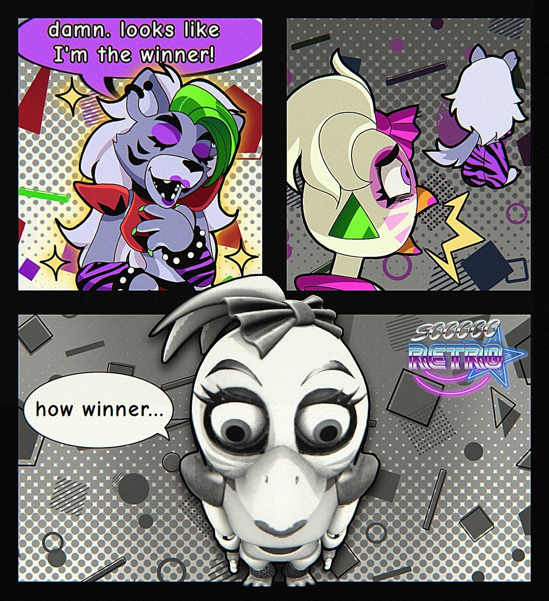 soooooretro's tweet photo. Chicken dinner 🍗
#fnaf #fivenightsatfreddys 
#securitybreach #fnafsb #fnafmeme #glamrockchica #roxannewolf #fnaffanart https://t.co/5p0nW6VVwk