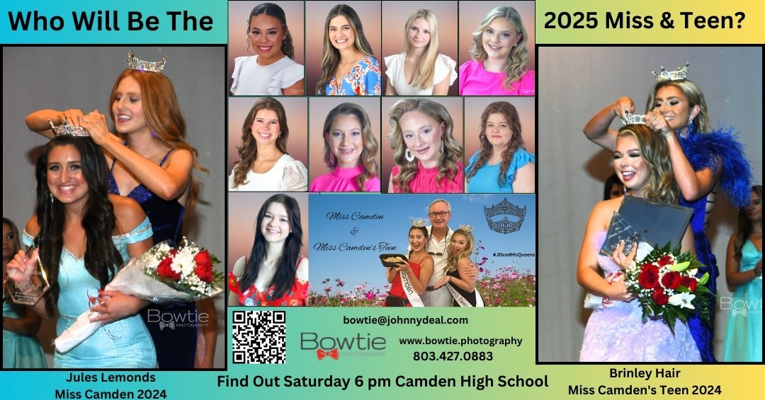 Johnny_Deal's tweet photo. The 2025 Pageant Season kicks off tomorrow (Saturday) in Camden with the #MissCamden and #MissCamdensTeen Competition!! Location is Camden High School at 6 pm. Tickets are $15 at the door. #CrownCamden #PixByBowTie #ShinyHats #MissSC π https://t.co/fBZ5DnDXOT