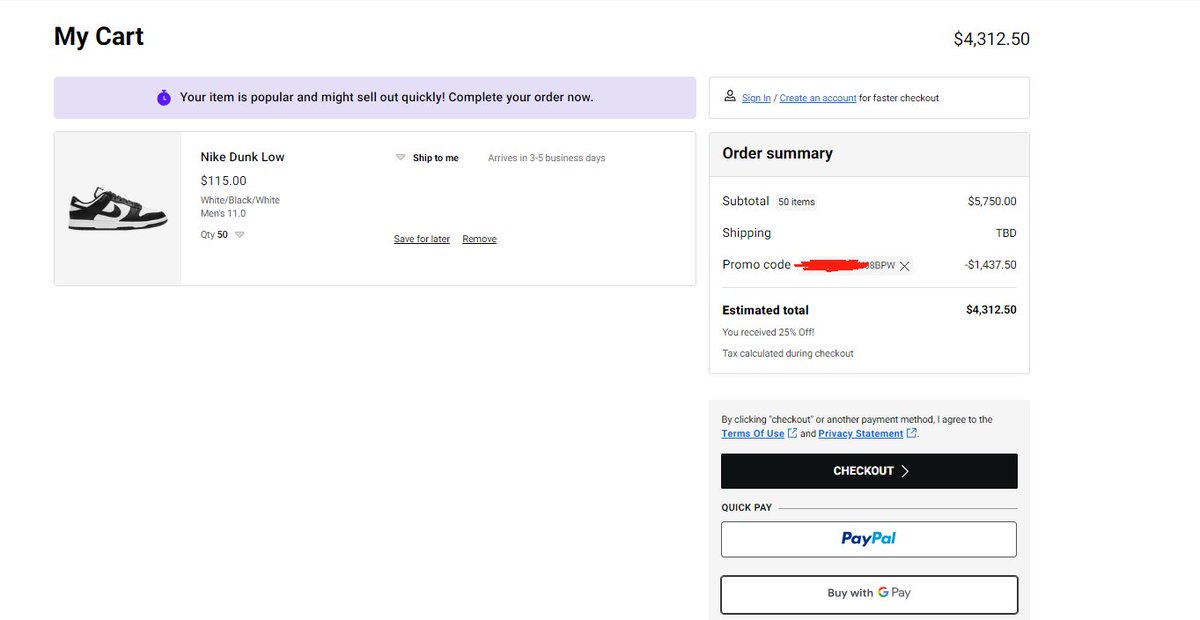 SELLING 25% OFF FOOTLOCKER CODES