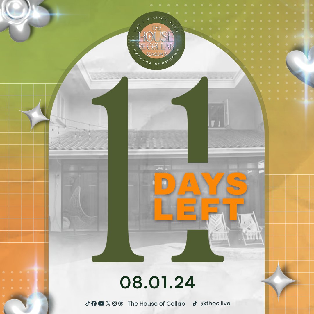 houseofcollab's tweet photo. PALAPIT NA NG PALAPIT!!! EXCITED NA BA ANG LAHAT???
11 DAYS NA LANG πππ πππππ ππ
ππππππ ππππππ π NA!!! π
Auditions are still on-going! So ano, Game? GAMEEE!!!!
#TheHouseOfCollab #THOCSeason8 #CreatorShowdown #THOCEFFECT #MillionaireMaker https://t.co/H313UjfYBN