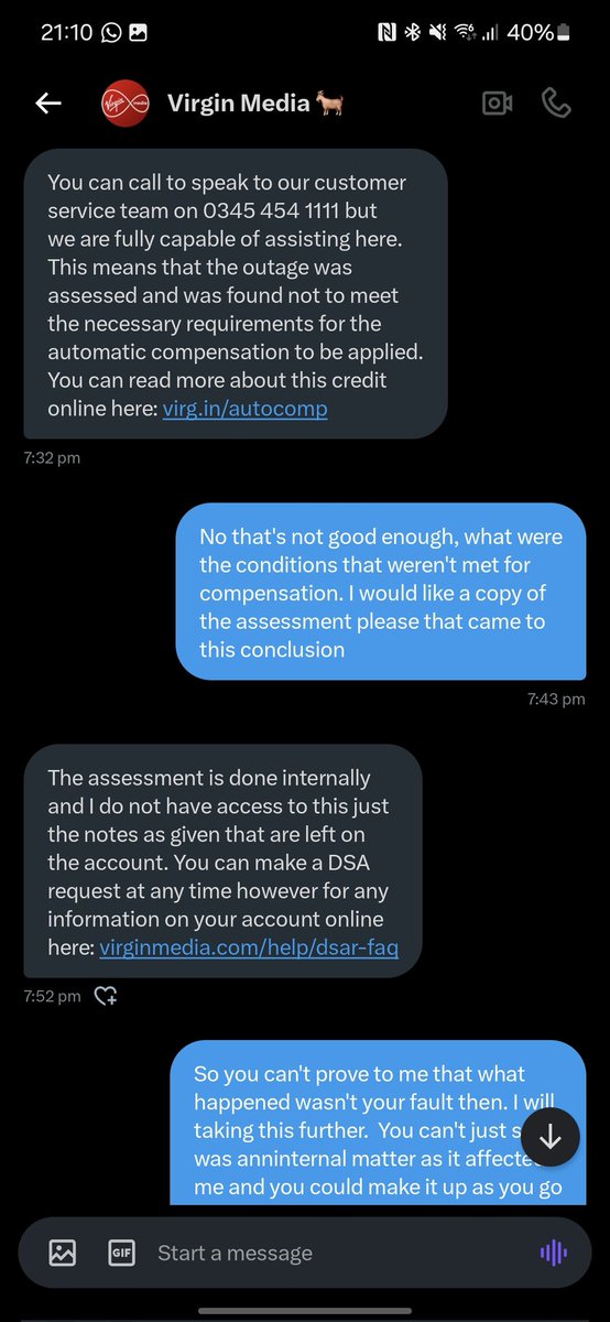 peterjones220's tweet photo. Absolute disgrace @virginmedia, outage for 5 days and it was deemed not liable but they can't explain how. How else was it out if it wasn't your fault. You are a disgrace. https://t.co/jyqcPGQlCu